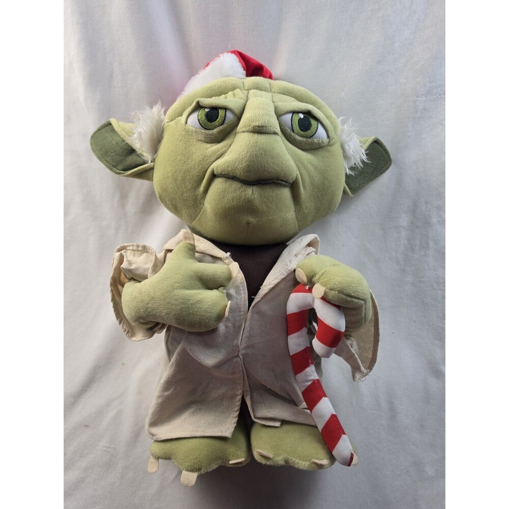 Star Wars Holiday Santa Yoda Plush with Candy Cane